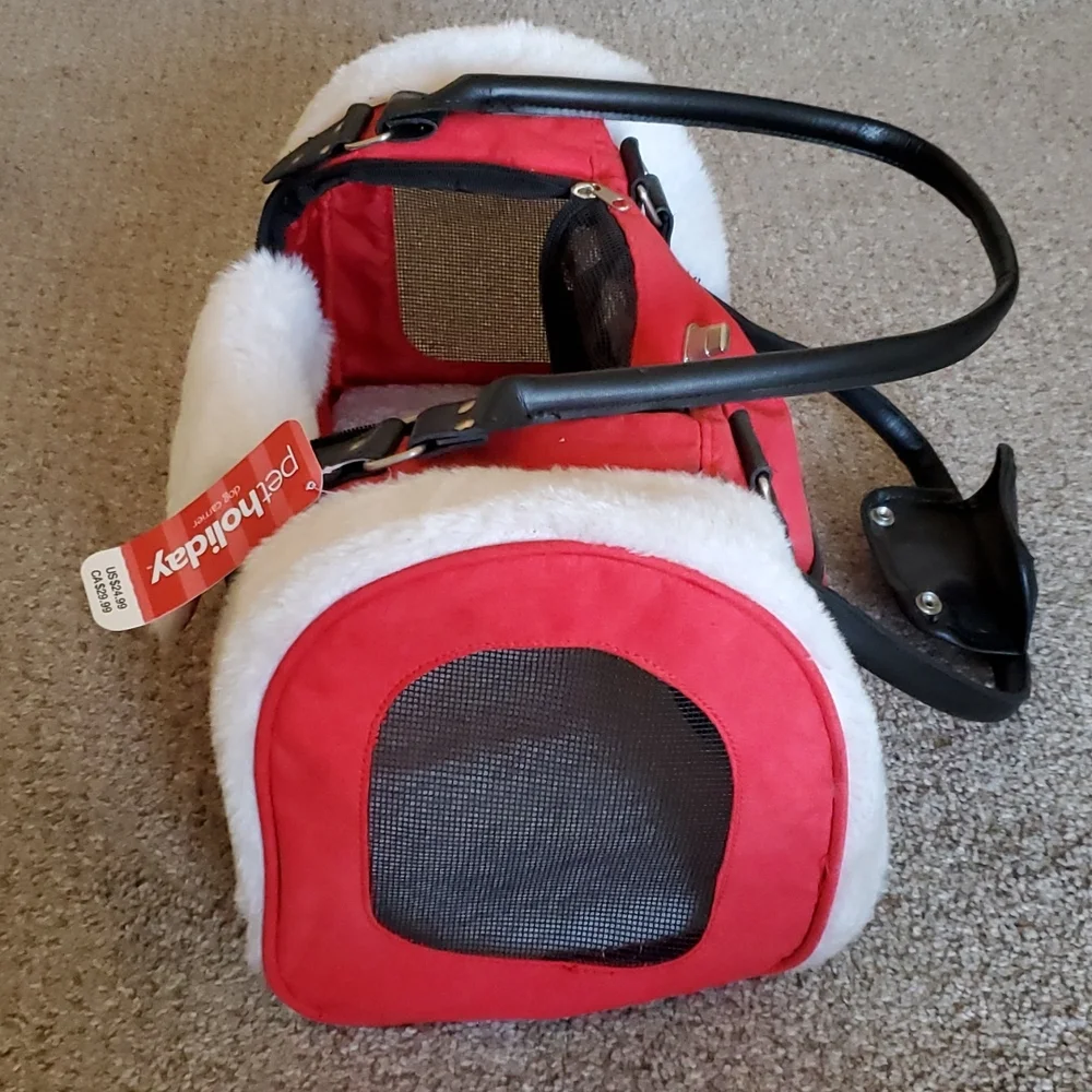 Brand new red and white cat or dog carrier